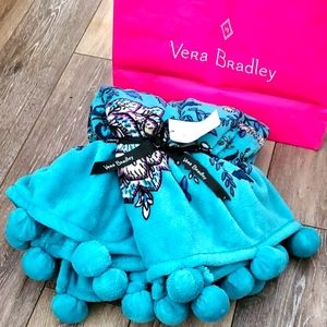 Vera Bradley Throw Whimsy Pom Peacock Garden Nwts